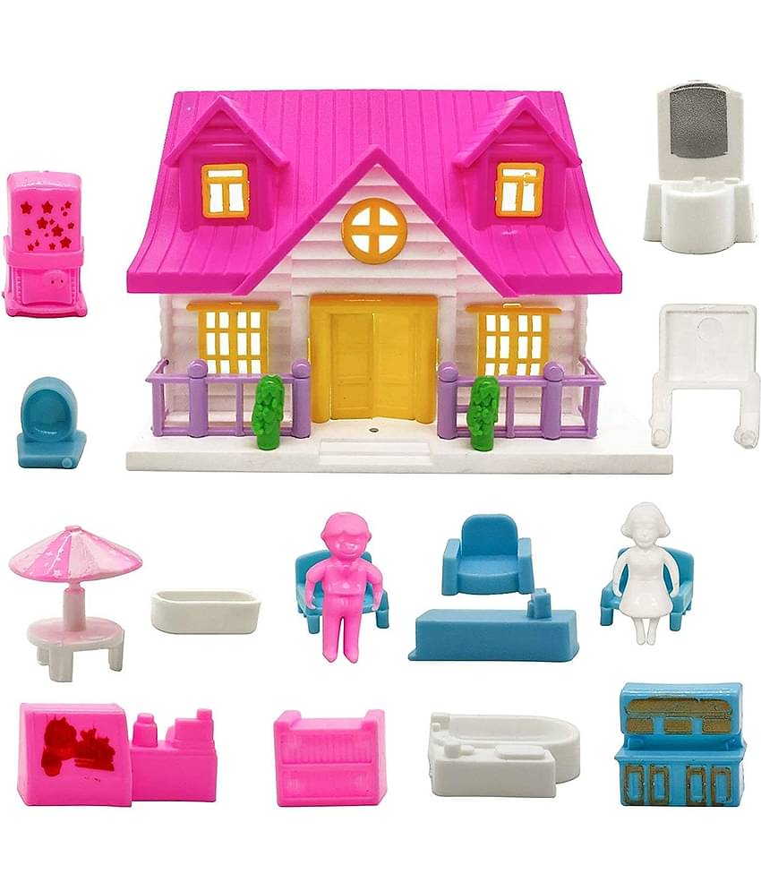 Dollhouse for Girls Funny Doll House Play Set for Girls and Kids with Openable Door with Furniture(Free subscription of kids Educational worksheets)
