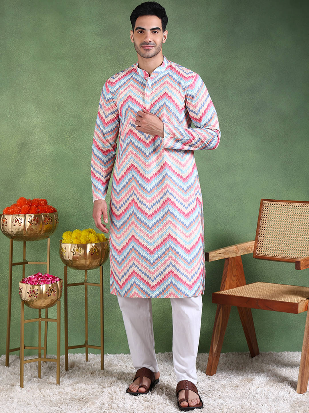     			Ethnic Bay Pink Viscose Men's Regular Kurta ( Pack of 1 )