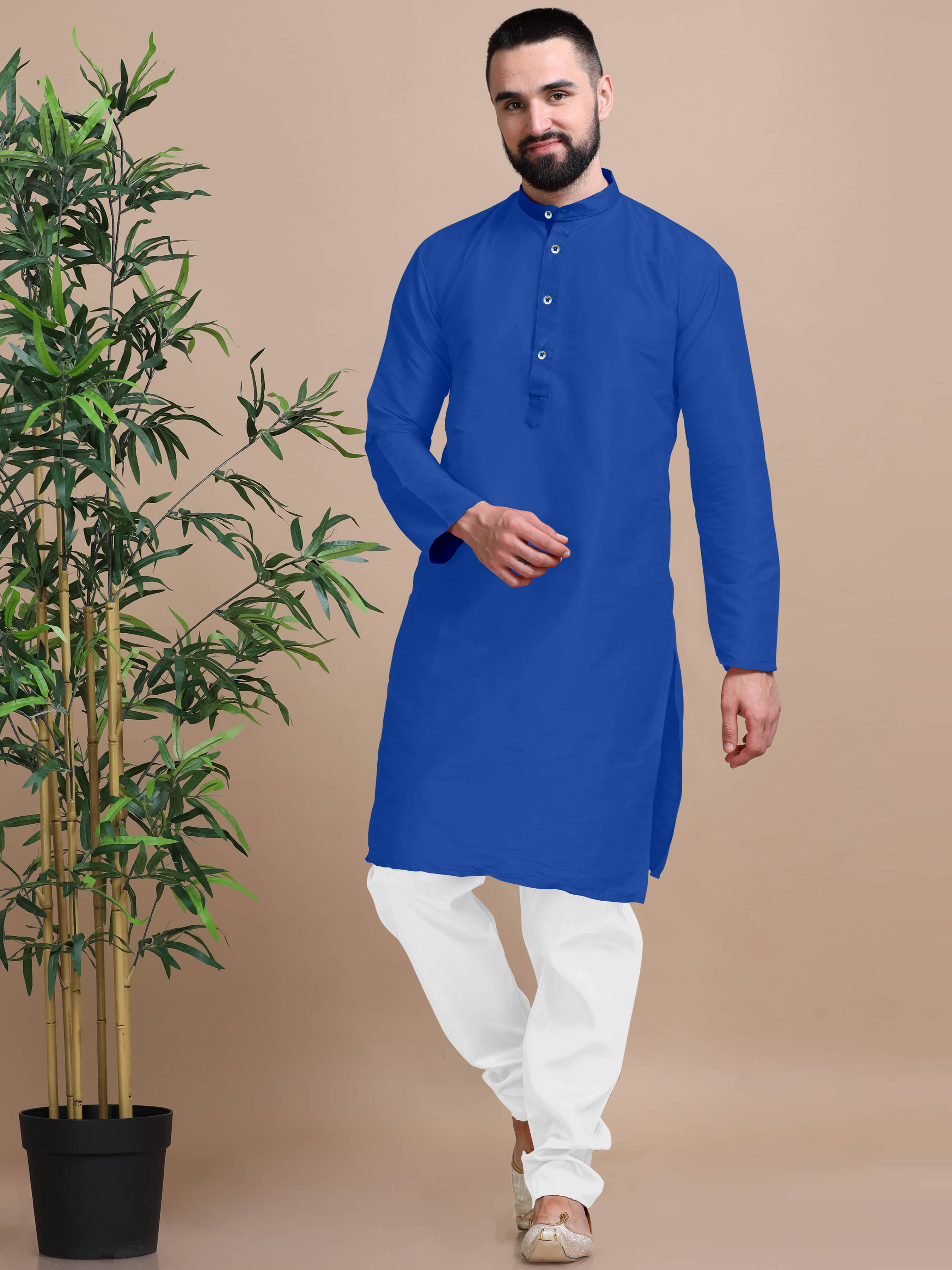     			Fashionfricks Blue Cotton Blend Men's Regular Kurta ( Pack of 1 )