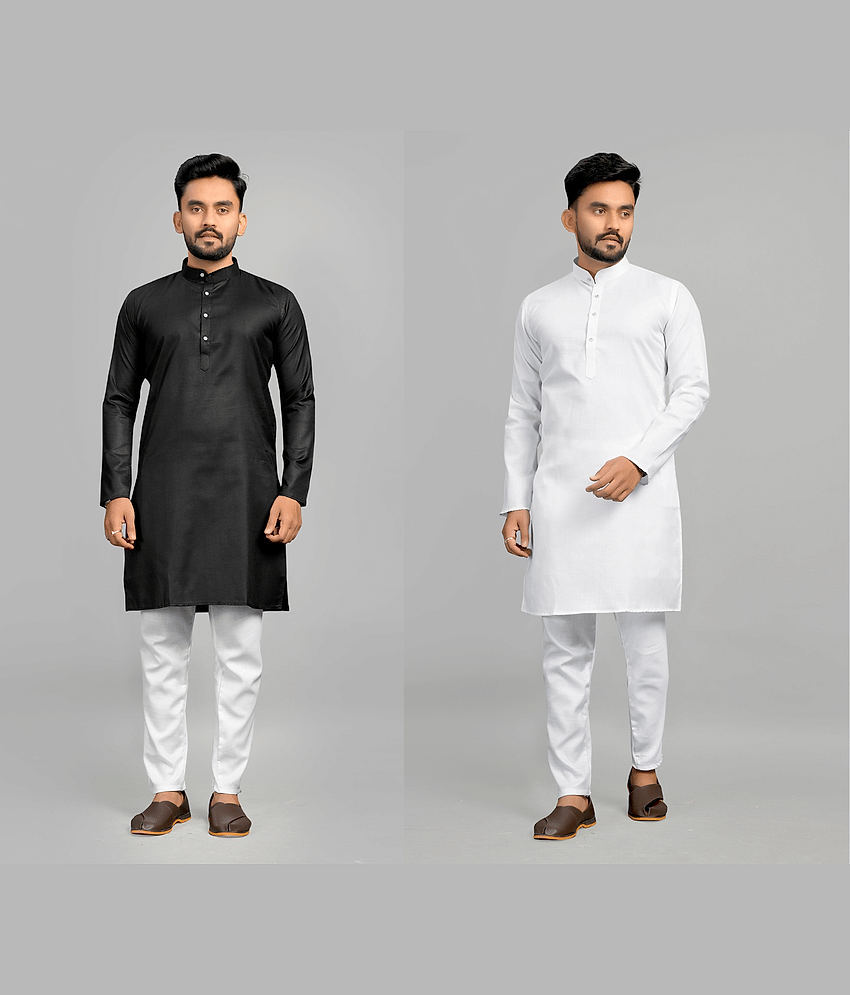 Fashionfricks Muticolor Cotton Blend Men's Regular Kurta ( Pack of 2 ) - Kurtas & Kurta Sets | Buy online on ZillyBuy