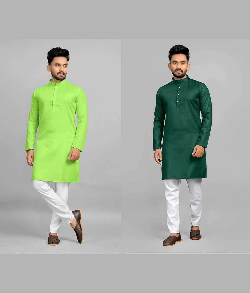 Fashionfricks Muticolor Cotton Blend Men's Regular Kurta ( Pack of 2 ) - Kurtas & Kurta Sets | Buy online on ZillyBuy