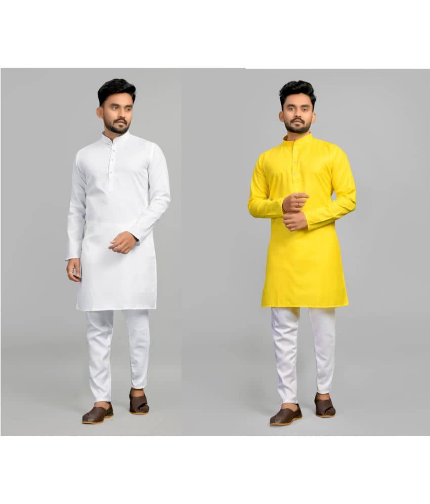 Fashionfricks Cotton Blend Plain Regular Kurta For Men ( Muticolor ) - Kurtas & Kurta Sets | Buy online on ZillyBuy
