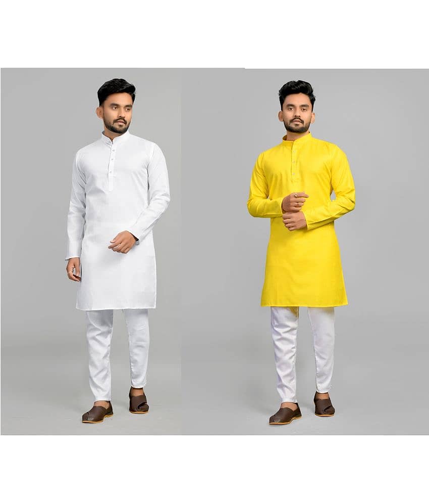 Fashionfricks Cotton Blend Plain Regular Kurta For Men ( Muticolor ) - Kurtas & Kurta Sets | Buy online on ZillyBuy