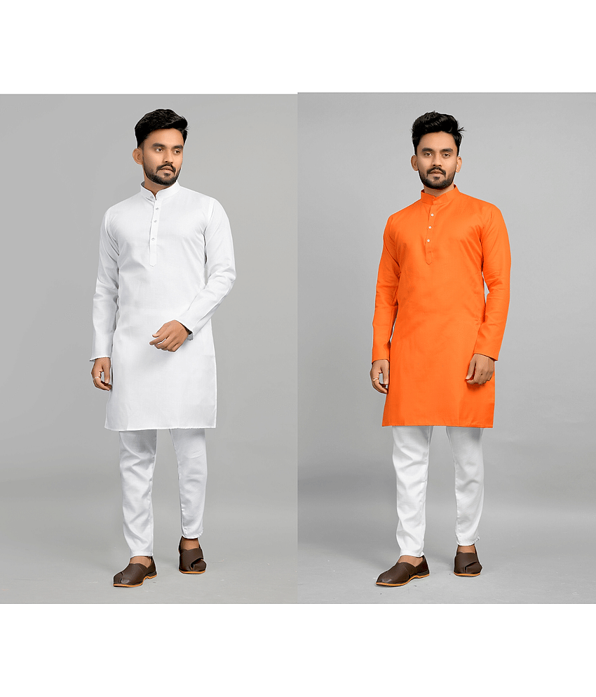 Fashionfricks Muticolor Cotton Blend Men's Regular Kurta ( Pack of 2 ) - Kurtas & Kurta Sets | Buy online on ZillyBuy