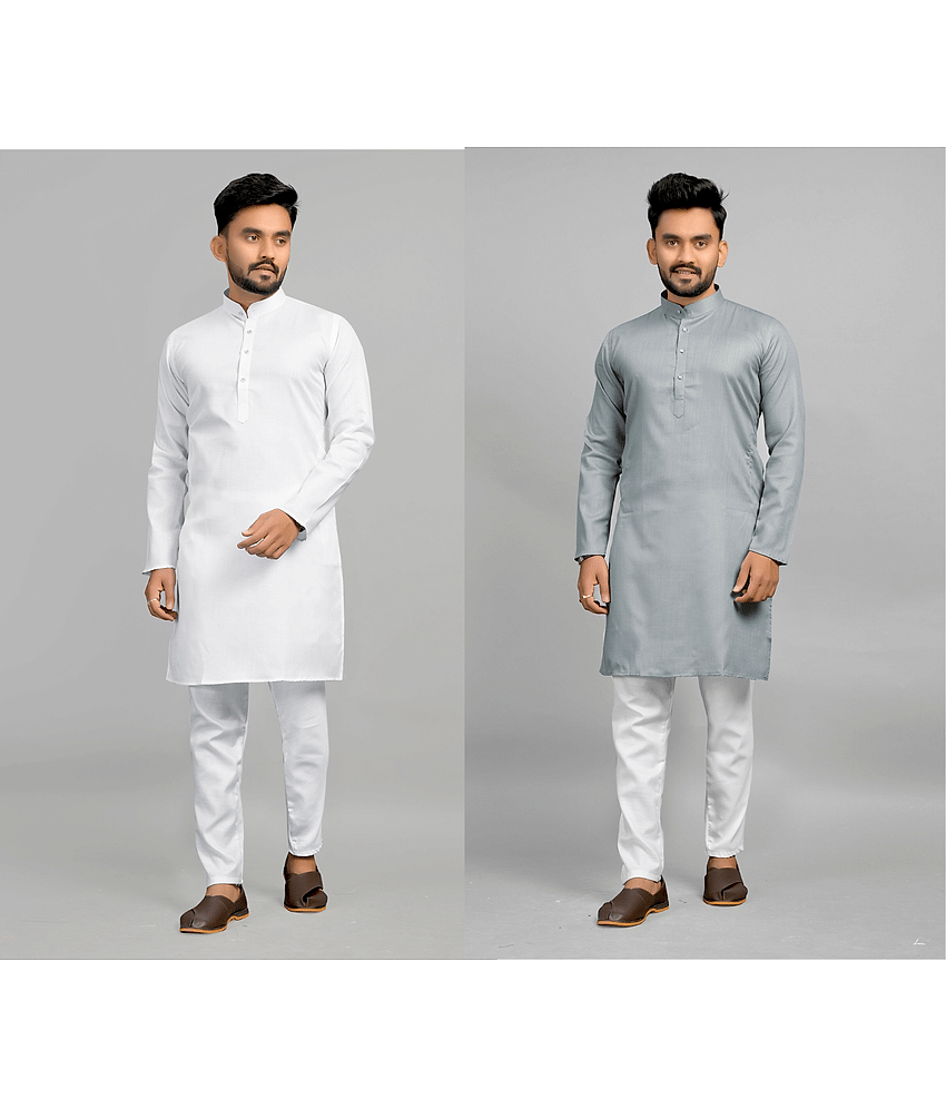 Fashionfricks Cotton Blend Plain Regular Kurta For Men ( Muticolor ) - Kurtas & Kurta Sets | Buy online on ZillyBuy