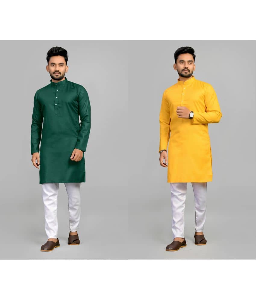 Fashionfricks Cotton Blend Plain Regular Kurta For Men ( Muticolor ) - Kurtas & Kurta Sets | Buy online on ZillyBuy
