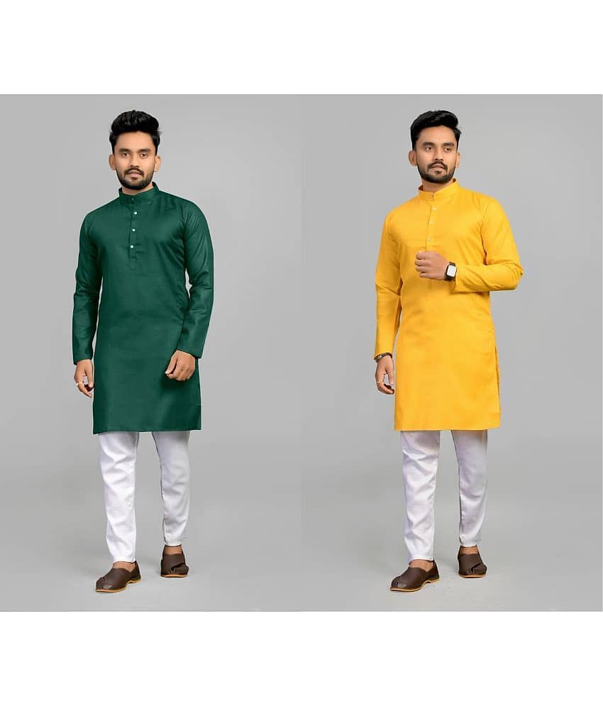 Fashionfricks Cotton Blend Plain Regular Kurta For Men ( Muticolor ) - Kurtas & Kurta Sets | Buy online on ZillyBuy