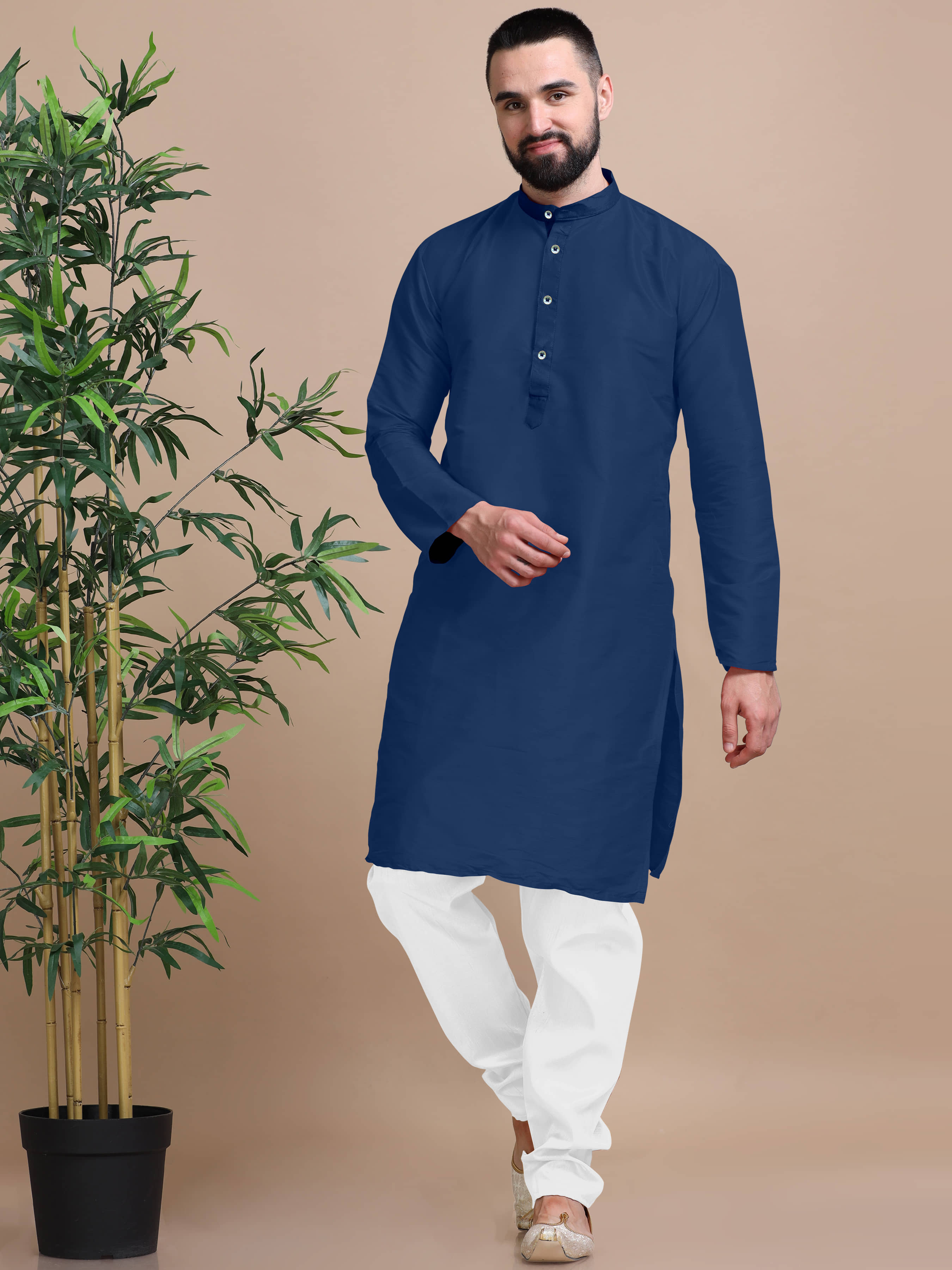 Fashionfricks Orange Cotton Blend Men's Regular Kurta ( Pack of 1 ) - Kurtas & Kurta Sets | Buy online on ZillyBuy