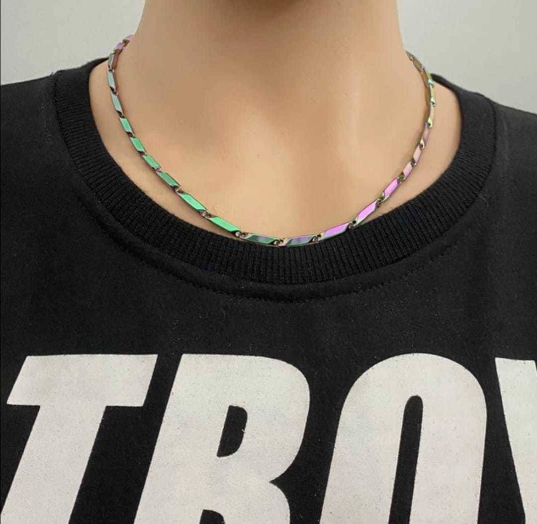     			Green Spritual Rhodium Plated Chain ( Set of 1 )
