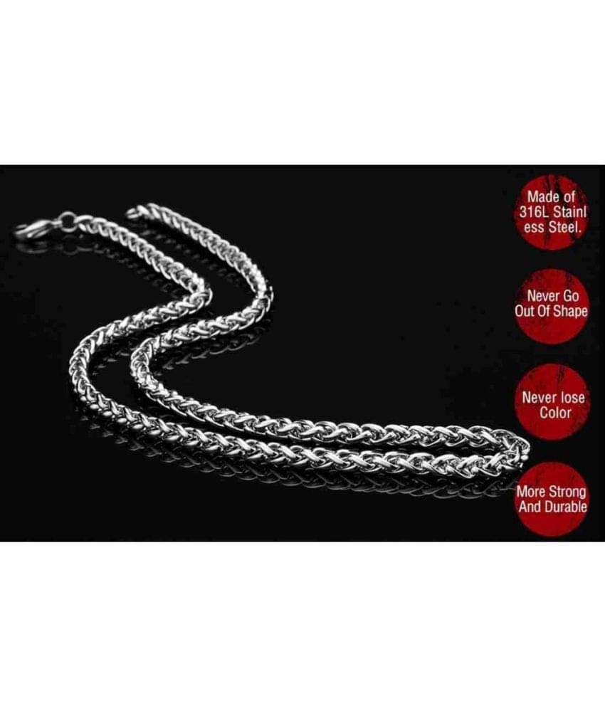 Green Spritual Rhodium Plated Chain ( Set of 1 ) Green Spritual Rhodium Plated Chain ( Set of 1 )