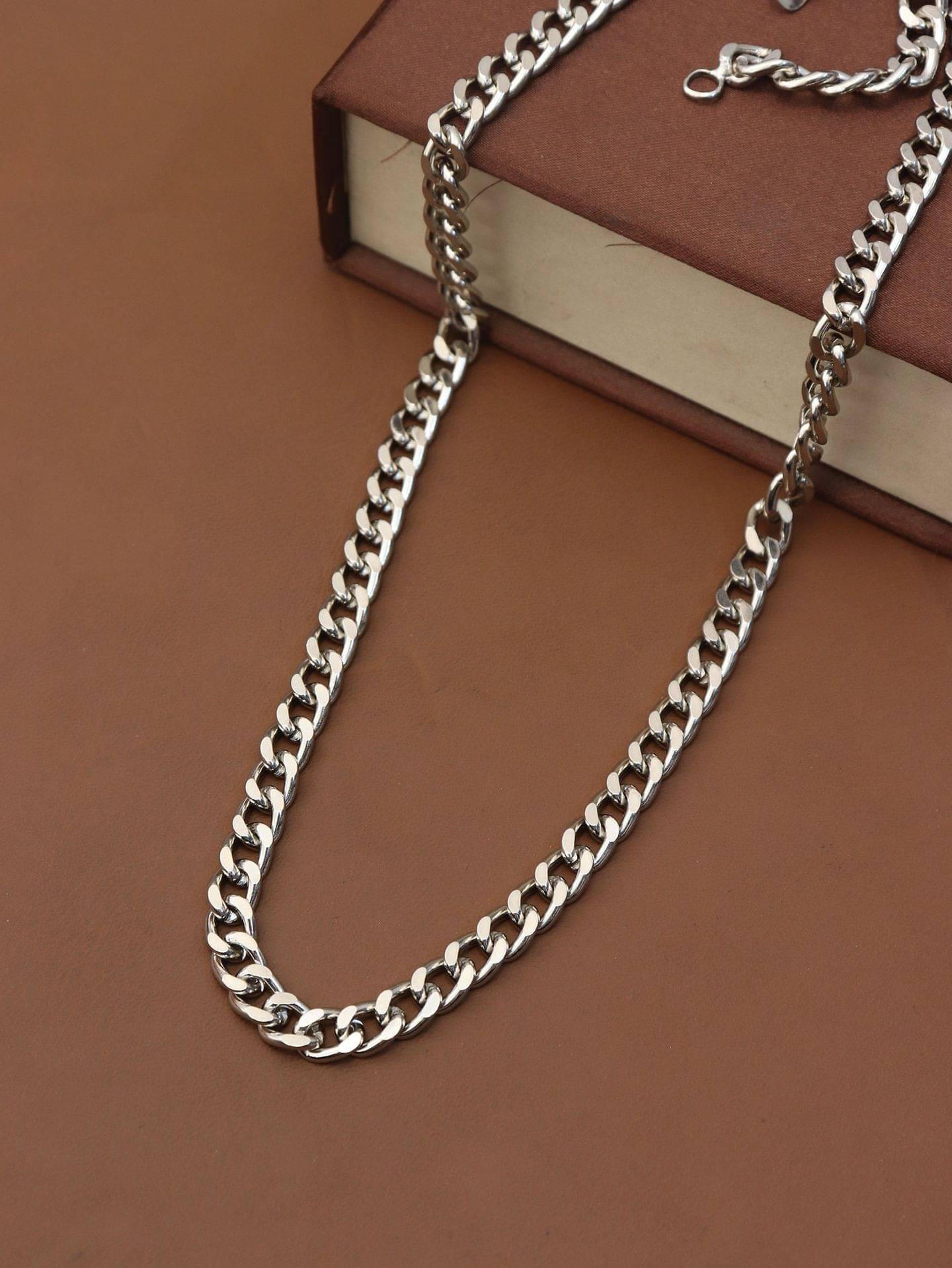 Green Spritual Rhodium Plated Chain ( Set of 1 ) Green Spritual Rhodium Plated Chain ( Set of 1 )