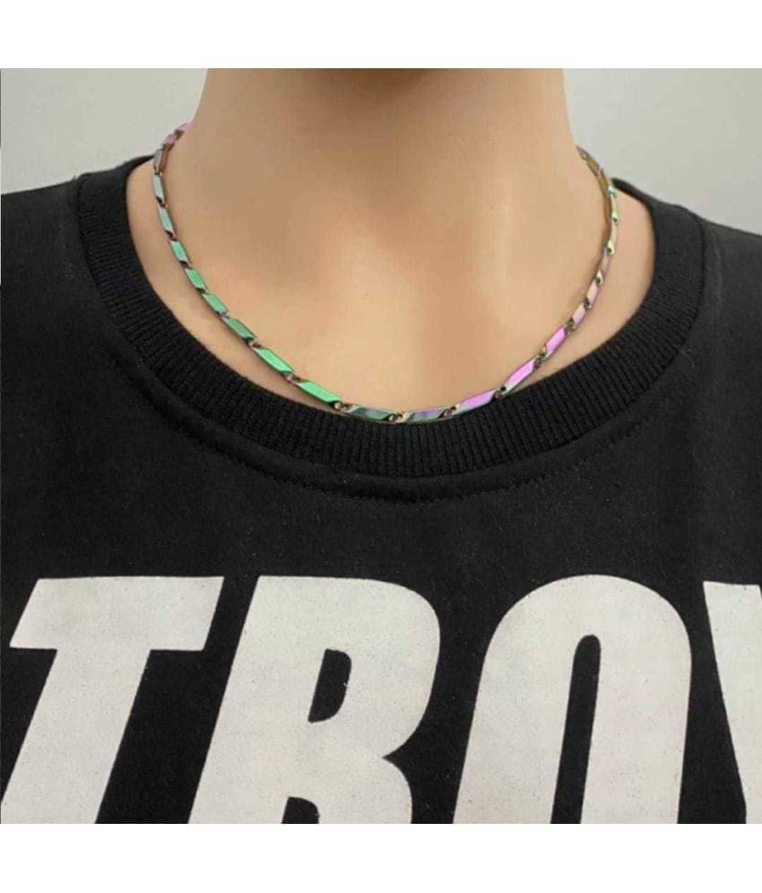     			Green Spritual Rhodium Plated Chain ( Set of 1 )