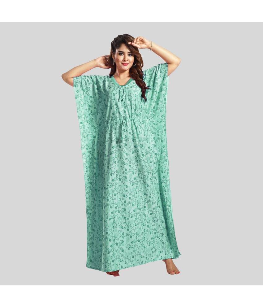Gutthi Green Satin Women's Nightwear Kaftan Night Dress ( Pack of 1 )     			Gutthi Green Satin Women's Nightwear Kaftan Night Dress ( Pack of 1 )