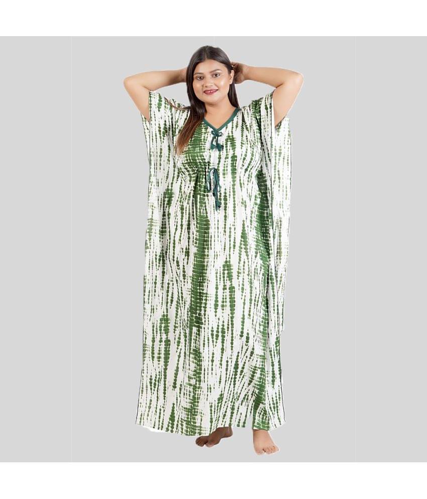 Gutthi Green Satin Women's Nightwear Kaftan Night Dress ( Pack of 1 )     			Gutthi Green Satin Women's Nightwear Kaftan Night Dress ( Pack of 1 )