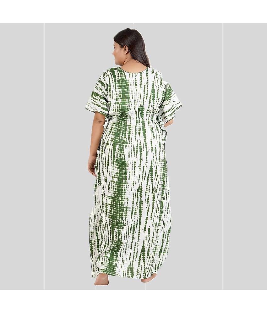 Gutthi Green Satin Women's Nightwear Kaftan Night Dress ( Pack of 1 )
