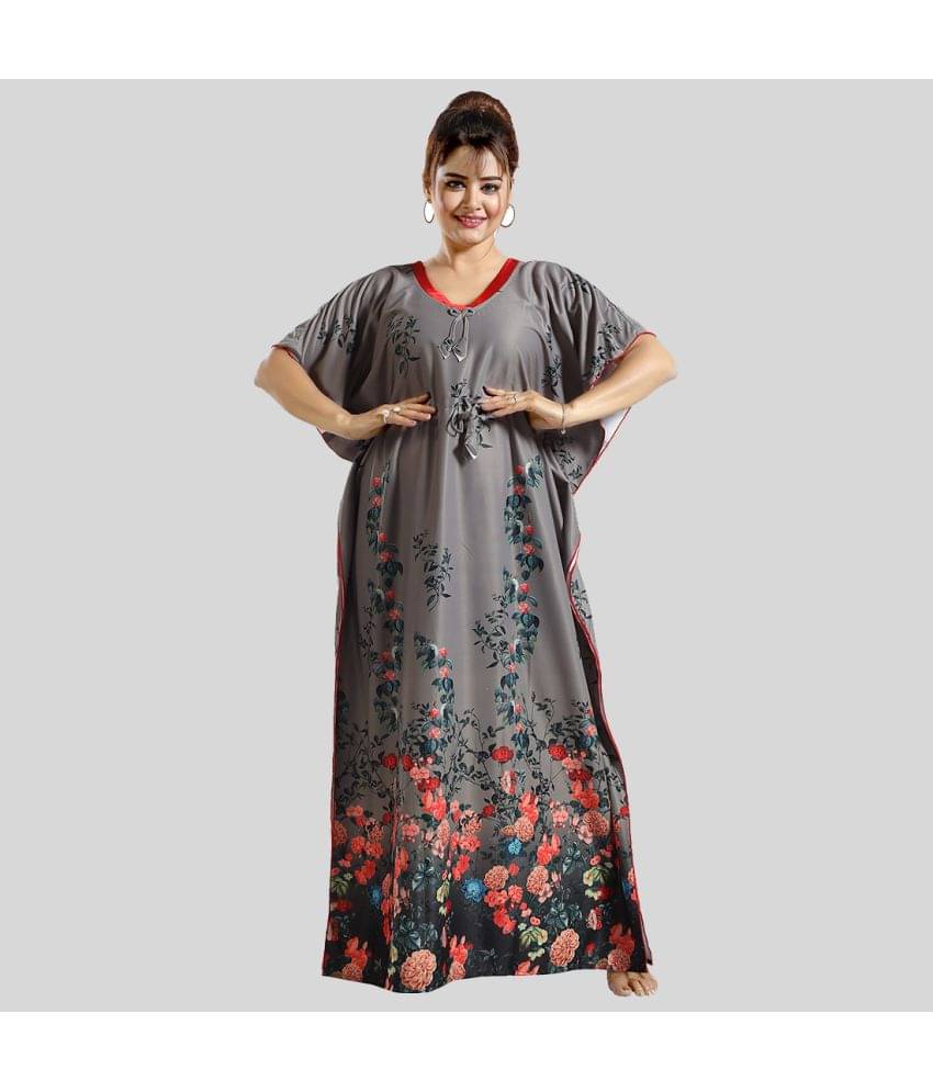 Gutthi Multi Color Satin Women's Nightwear Kaftan Night Dress ( Pack of 1 ) Gutthi Multi Color Satin Women's Nightwear Kaftan Night Dress ( Pack of 1 )