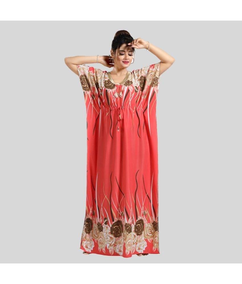 Gutthi Red Satin Women's Nightwear Kaftan Night Dress ( Pack of 1 )     			Gutthi Red Satin Women's Nightwear Kaftan Night Dress ( Pack of 1 )