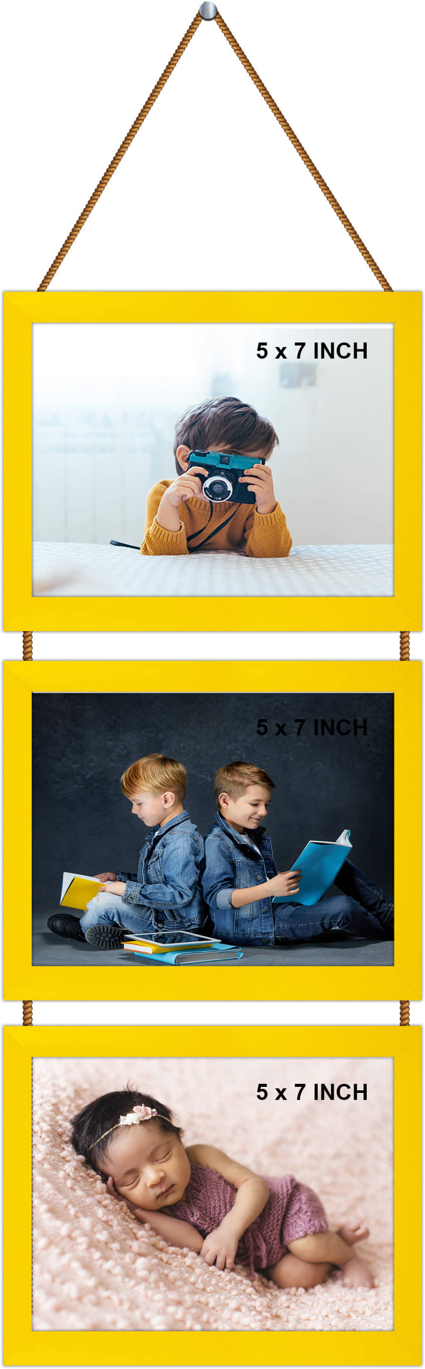 Indianara Wood Yellow Photo Frame Sets - Pack of 3