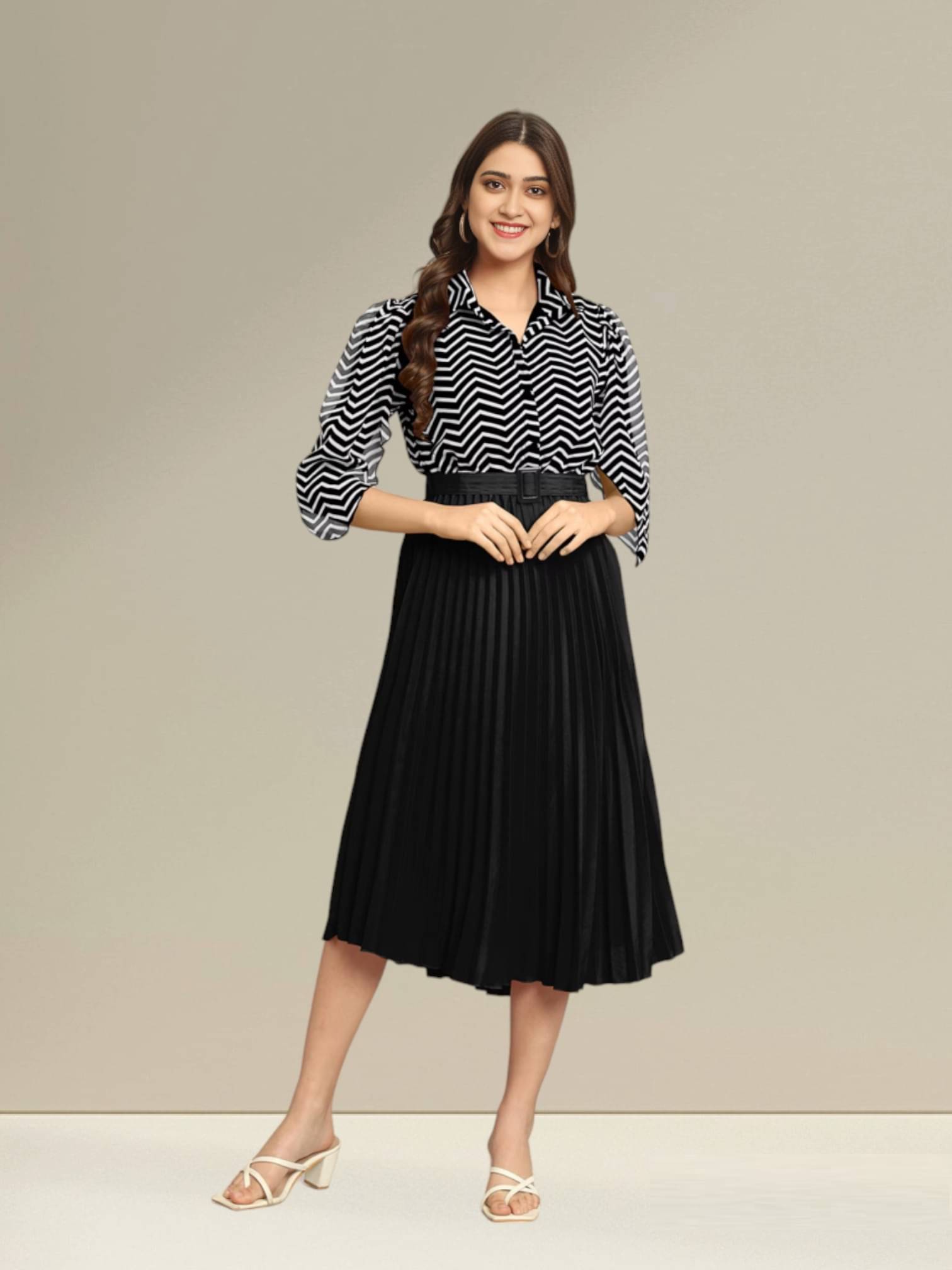 JASH CREATION Polyester Printed Midi Women's Fit & Flare Dress - Black ( Pack of 1 ) JASH CREATION Polyester Printed Midi Women's Fit & Flare Dress - Black ( Pack of 1 )