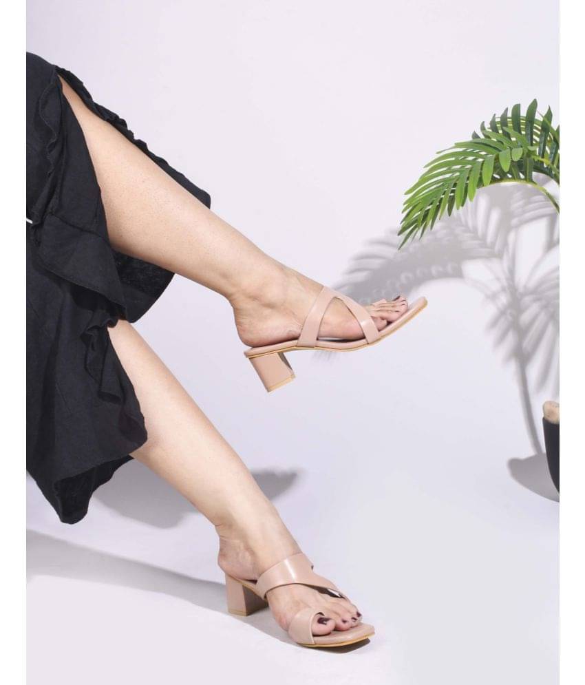     			JM Looks Peach Women's Slip On Heels