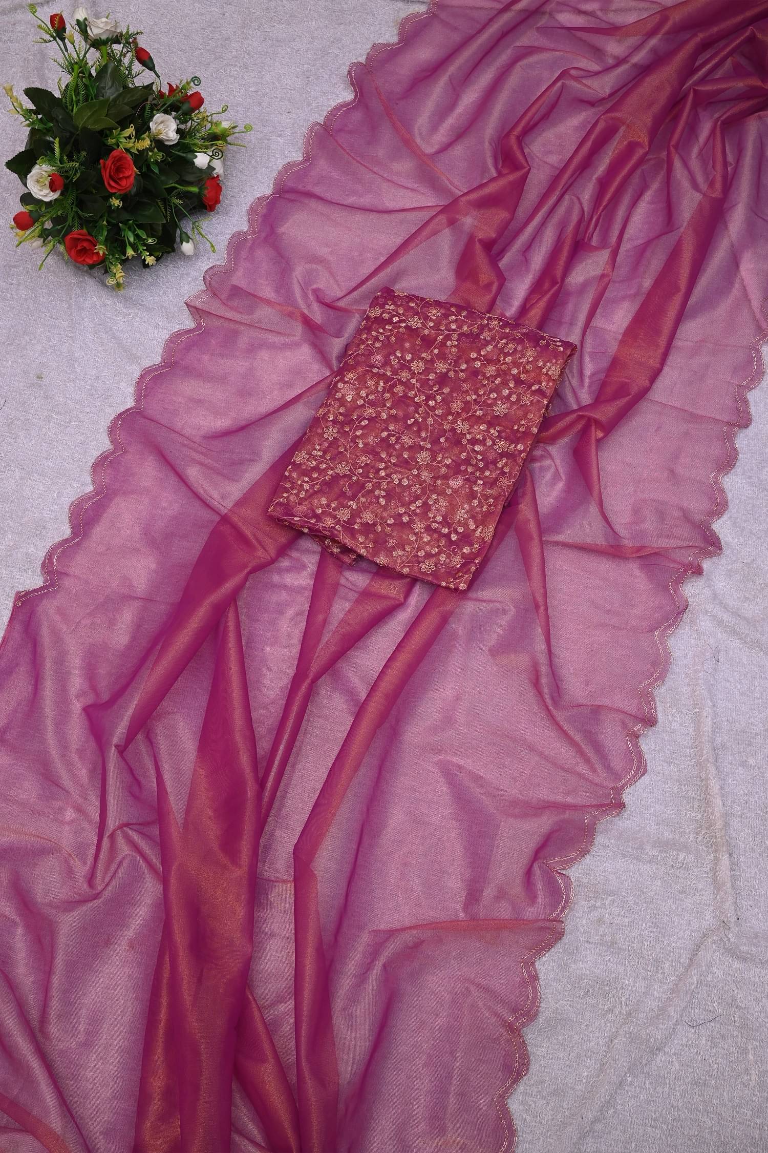 JULEE Organza Solid Saree With Unstitched Blouse Piece ( Wine ) JULEE Organza Solid Saree With Unstitched Blouse Piece ( Wine )