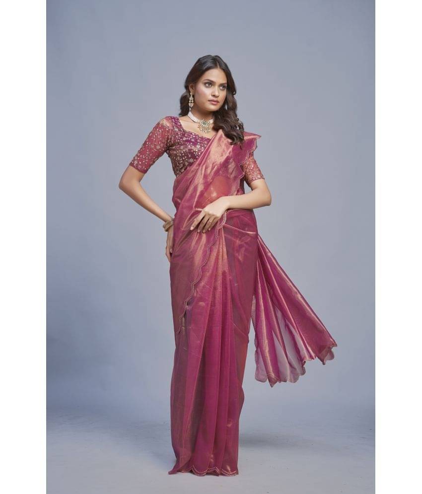 JULEE Organza Solid Saree With Unstitched Blouse Piece ( Wine ) JULEE Organza Solid Saree With Unstitched Blouse Piece ( Wine )