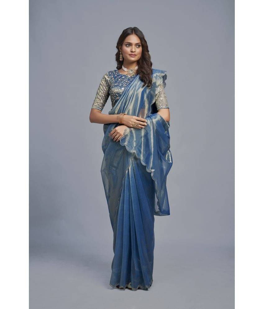 JULEE Organza Solid Saree With Unstitched Blouse Piece ( Teal ) JULEE Organza Solid Saree With Unstitched Blouse Piece ( Teal )