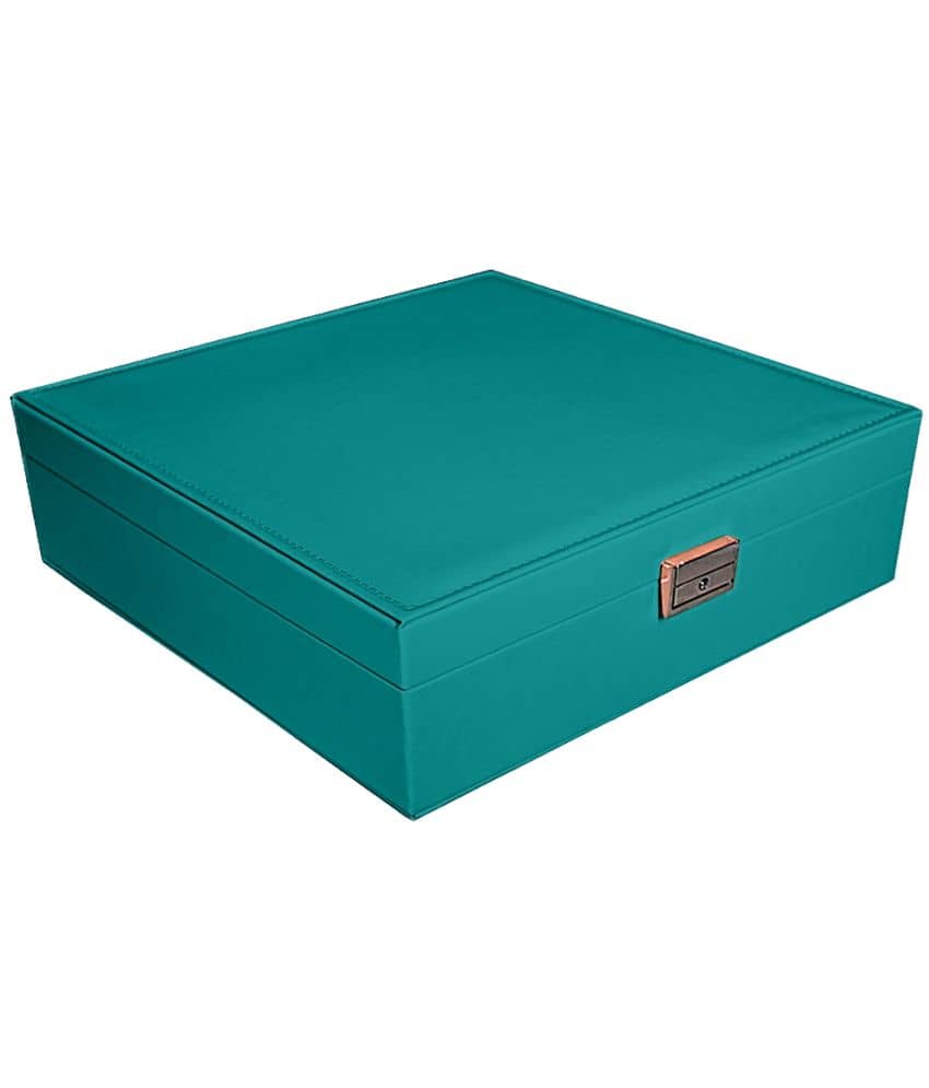 Jewellery Organiser PU Leather Zipper Portable Storage Box with Divider Container