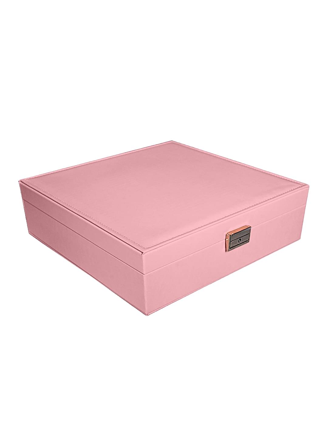     			Jewellery Organiser PU Leather Zipper Portable Storage Box with Divider Container