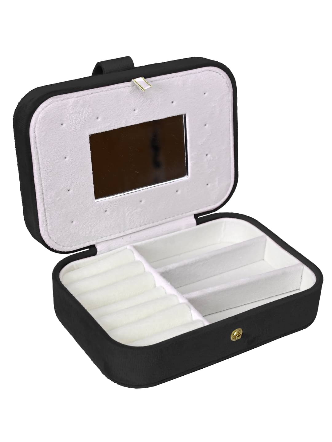     			Jewellery Organiser PU Leather Zipper Portable Storage Box with Divider Container