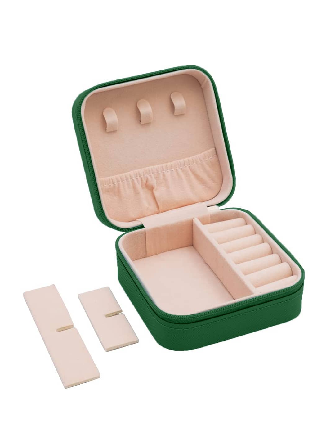 Jewellery Organiser PU Leather Zipper Portable Storage Box with Divider Container