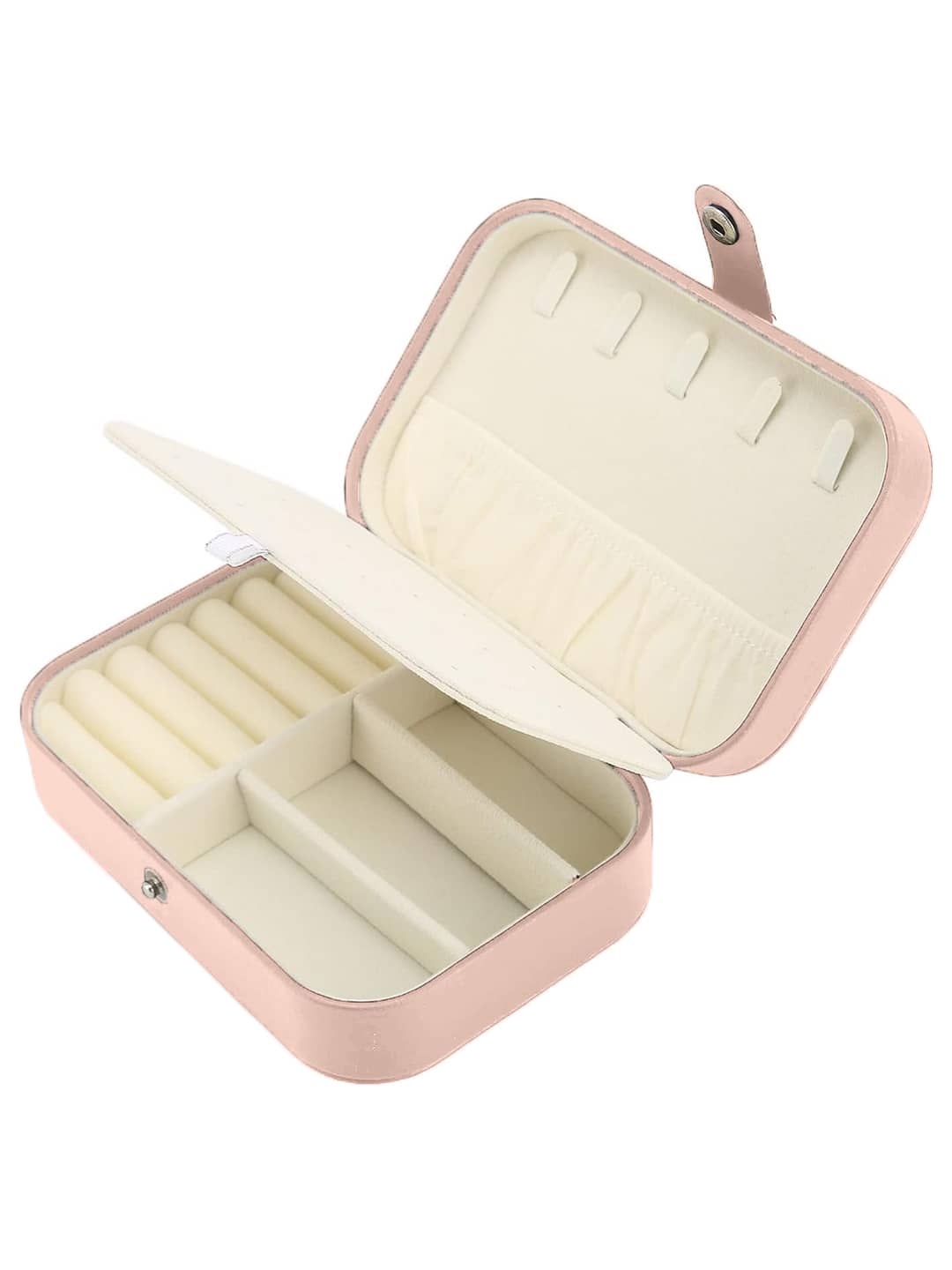 Jewellery Organiser PU Leather Zipper Portable Storage Box with Divider Container