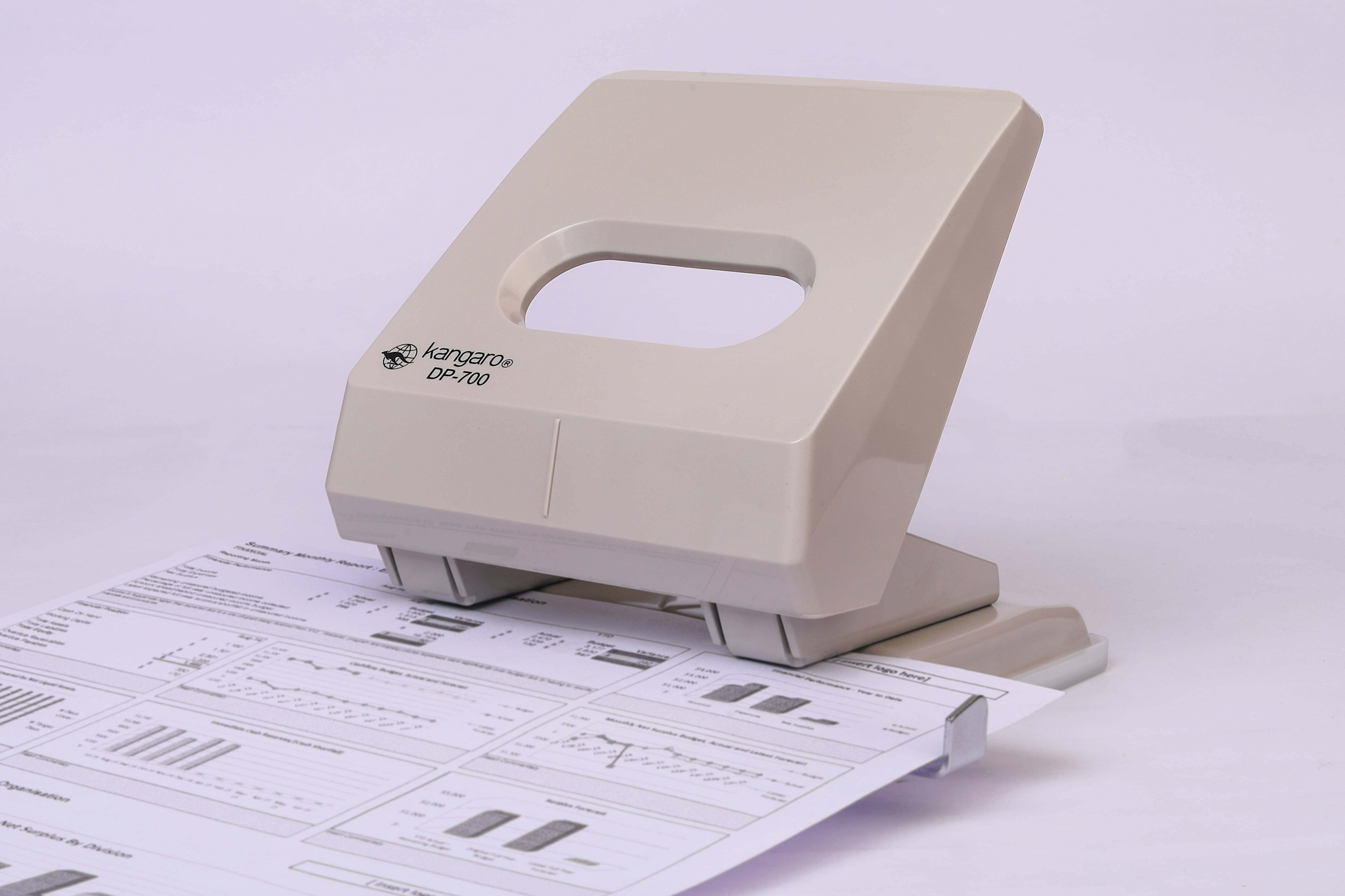     			Kangaro Desk Essentials DP-700 2 Hole Metal Classic Heavy Duty Paper Punch | Removable Chip Tray with Durable Steel Consecution | Color - Grey, Pack of 1