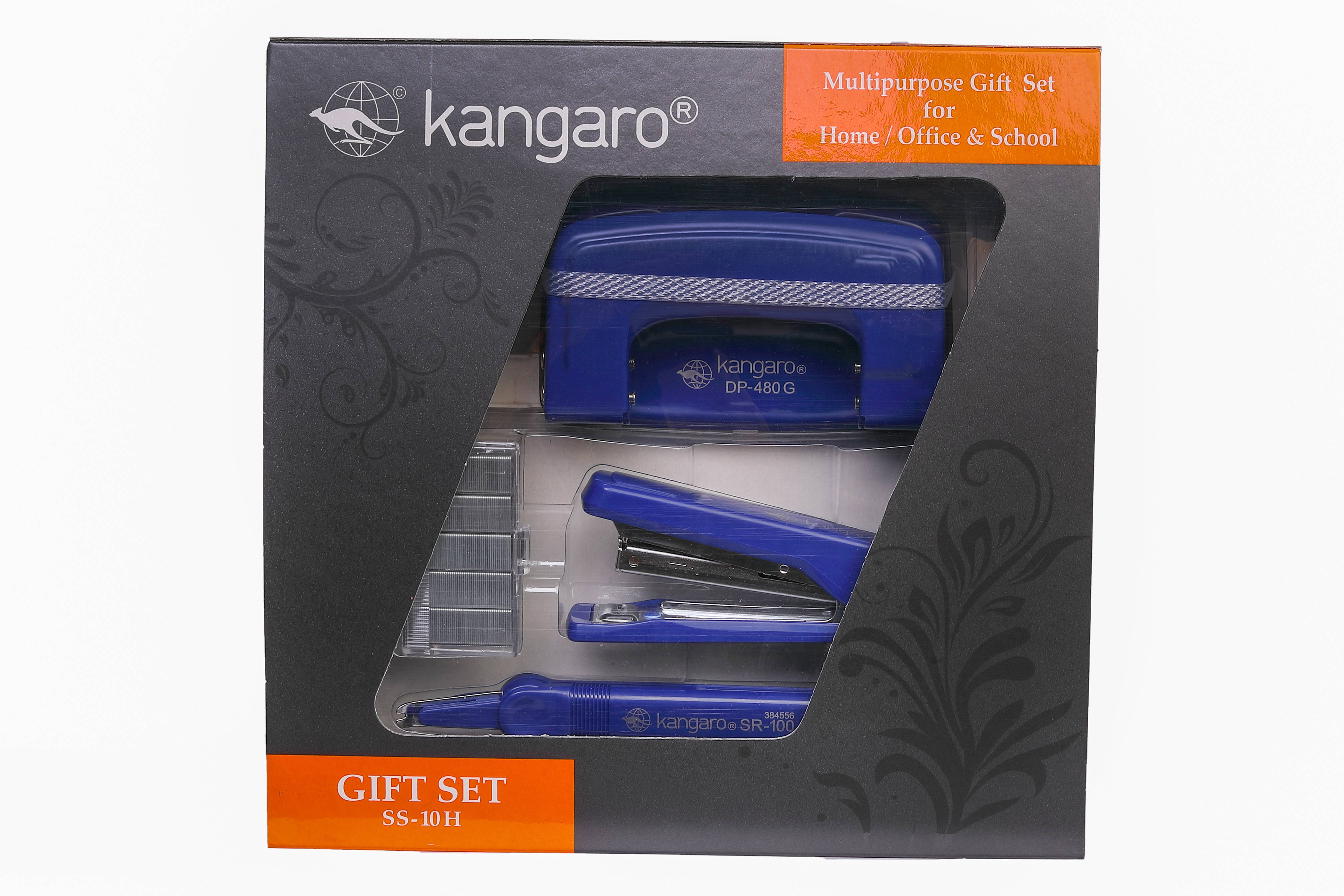     			Kangaro Desk Essentials SS-10H Combo Multipurpose Gift Pack | Stationery Gift Set | Stapler, Staples, Paper Punch & Staple Remover Combo Pack | Red, Pack of 1 | Color - Dark Blue