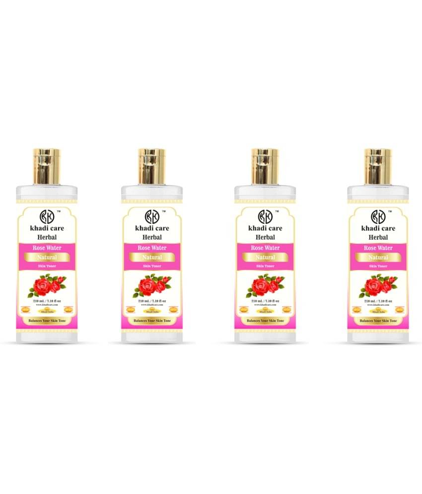 Khadi Care Herbal Rose Water Toner (210ml Each) Pack of 4 Khadi Care Herbal Rose Water Toner (210ml Each) Pack of 4