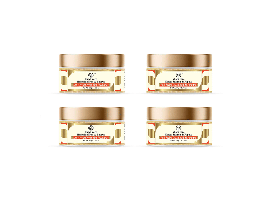     			Khadi Care Herbal Saffron & Papaya Anti Ageing Cream With Sheabutter (50gm Each) Pack of 4