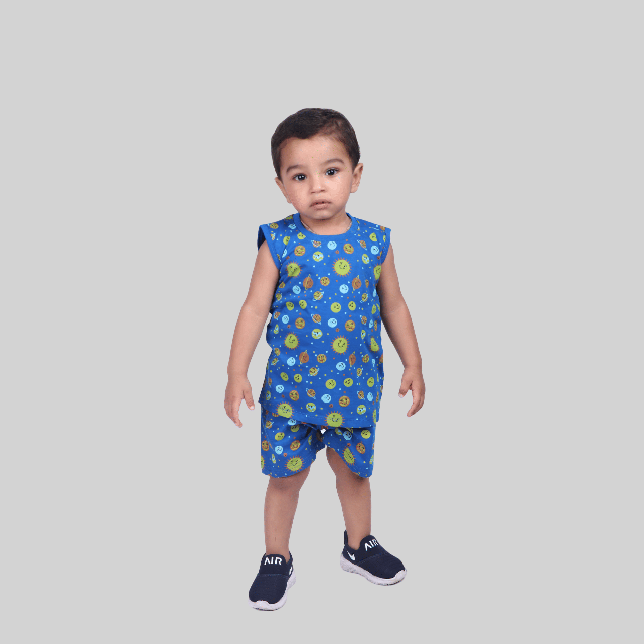     			Kidzee Kingdom Pack of 1 Boys Cotton T-Shirt & Shorts Set ( Blue )