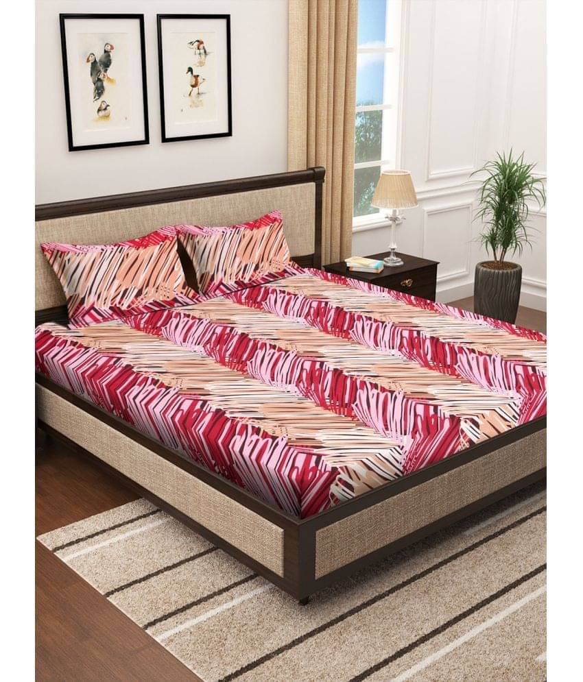     			Klotthe Poly Cotton 1 Double Bedsheet with 2 Pillow Covers ( Multicolor )