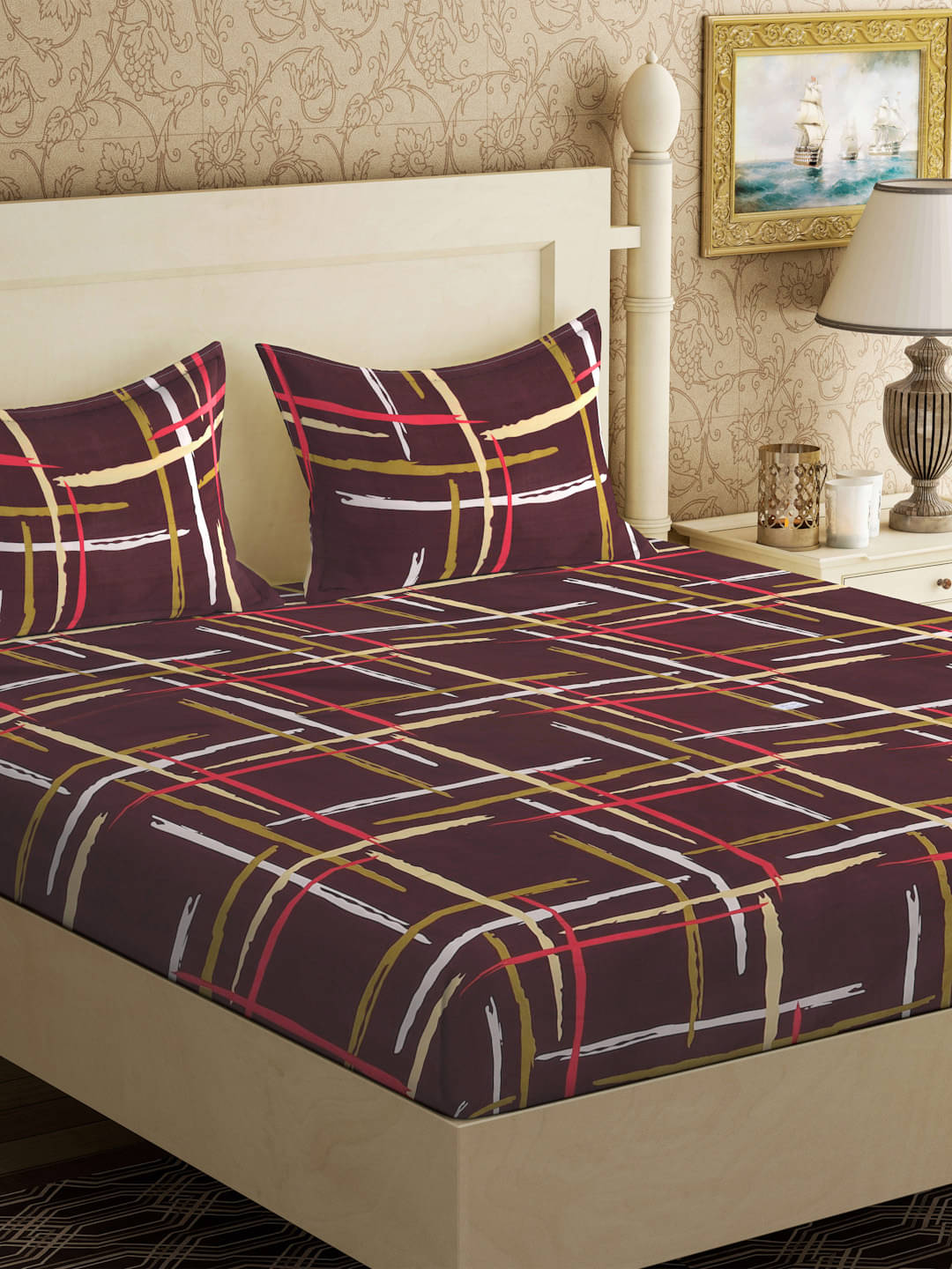 Klotthe Poly Cotton 1 Double Bedsheet with 2 Pillow Covers ( Brown ) Klotthe Poly Cotton 1 Double Bedsheet with 2 Pillow Covers ( Brown )