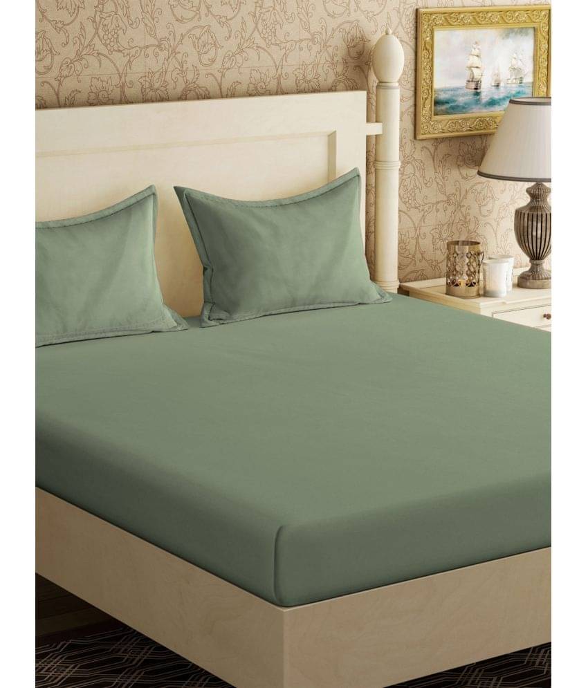     			Klotthe Poly Cotton 1 Double Bedsheet with 2 Pillow Covers ( Green )