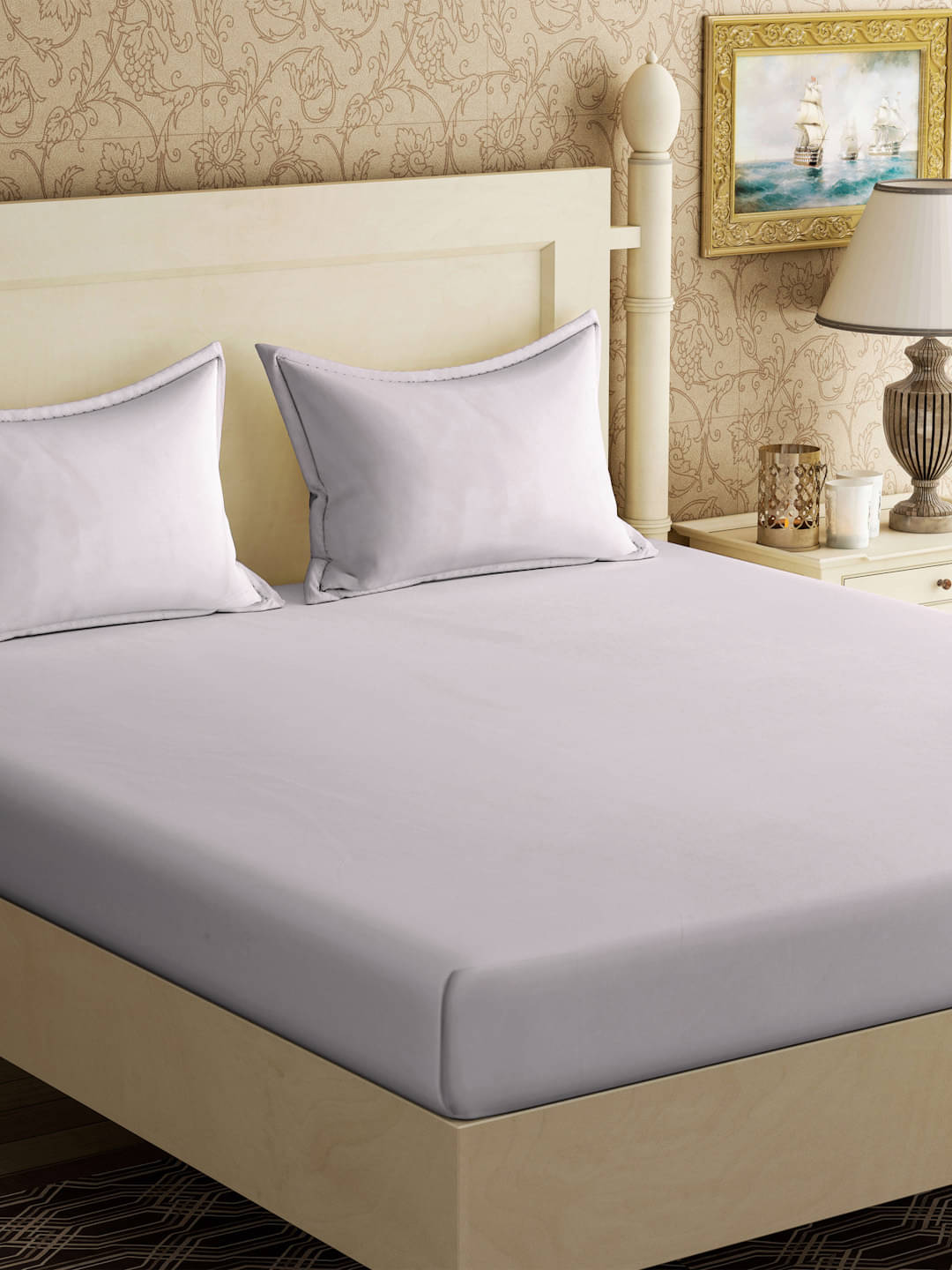     			Klotthe Poly Cotton 1 Double Bedsheet with 2 Pillow Covers ( Beige )