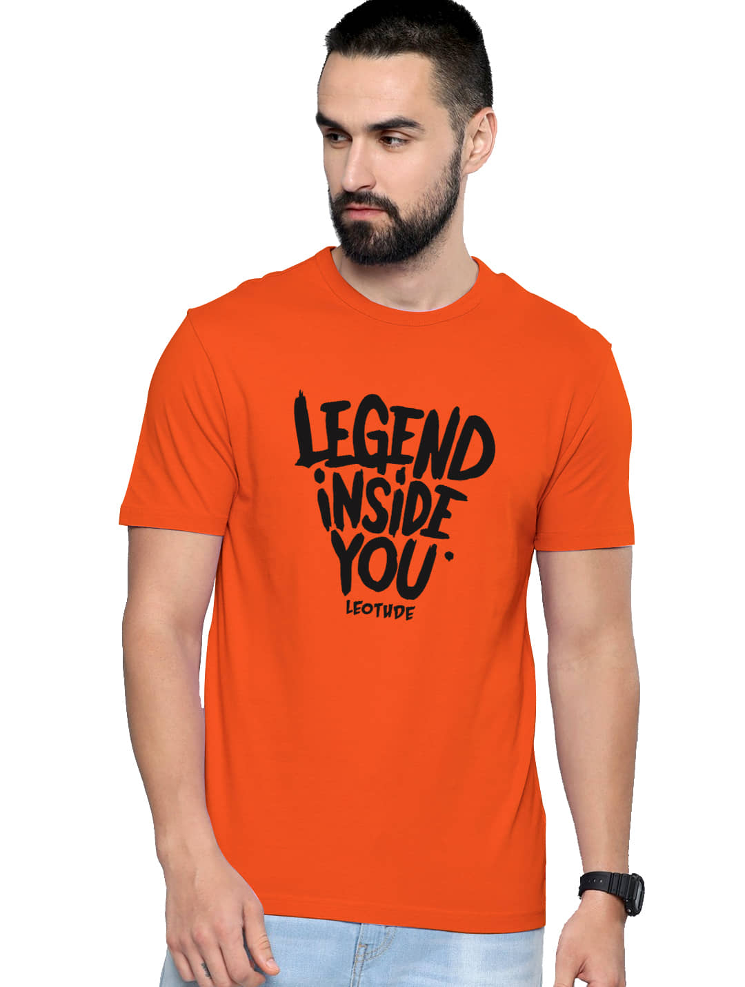 Leotude Pack of 1 Polyester Regular Fit Men's T-Shirt ( Orange )
