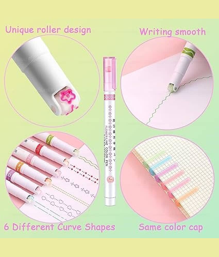 Linear Color Pen Highlighter Pen Set Line Markers Colors For Adults&Kids,Roller Line Marker Pen,School Stationery Kit,Roller Line Markers For Drawing,Journaling,Scrapbooking,Green - Stationery | Buy online on ZillyBuy