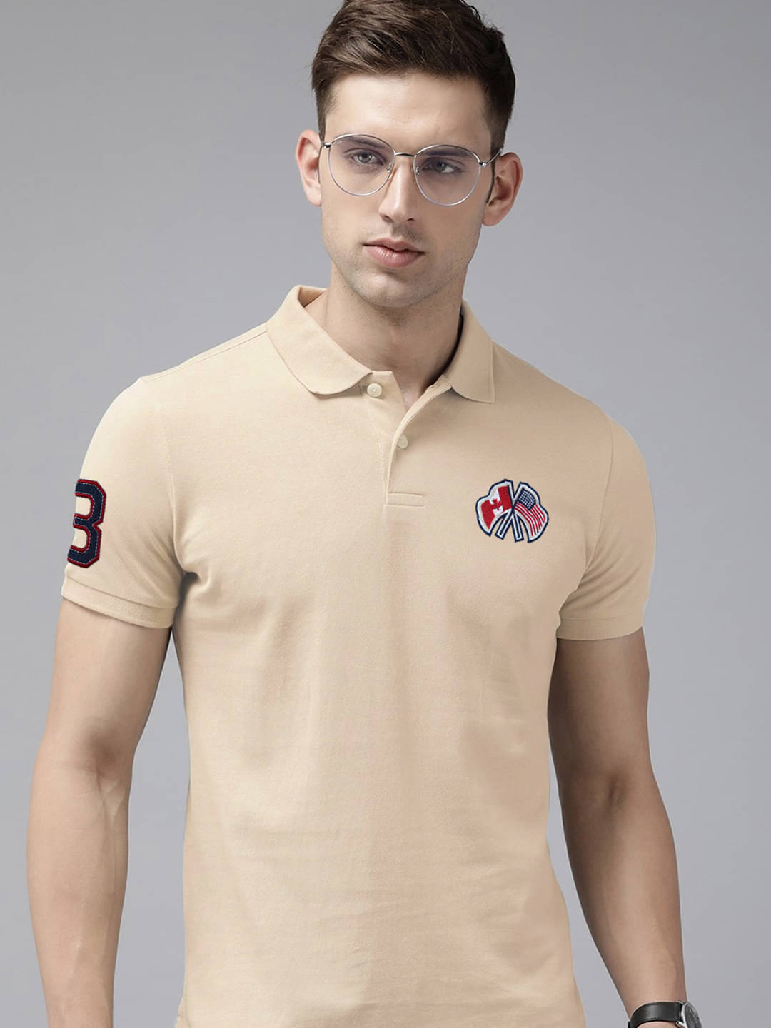 Merriment Pack of 1 Cotton Blend Regular Fit Solid Half Sleeves Men's Polo T Shirt ( Beige ) Merriment Pack of 1 Cotton Blend Regular Fit Solid Half Sleeves Men's Polo T Shirt ( Beige )