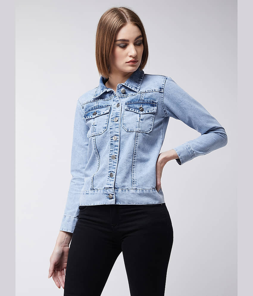 Miss Chase - Cotton Blue Denim Jacket - Jackets & Coats | Buy online on ZillyBuy