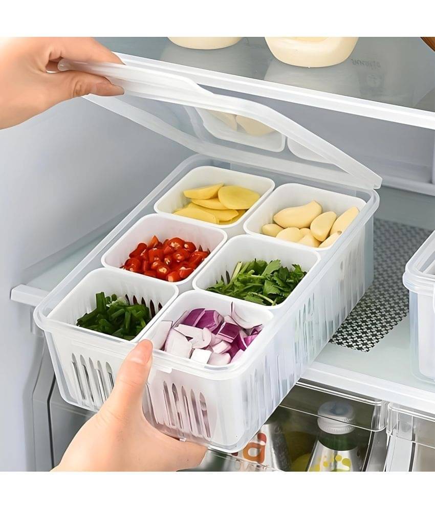     			NCMART Fridge Container Polyproplene White Multi-Purpose Container ( Set of 1 )