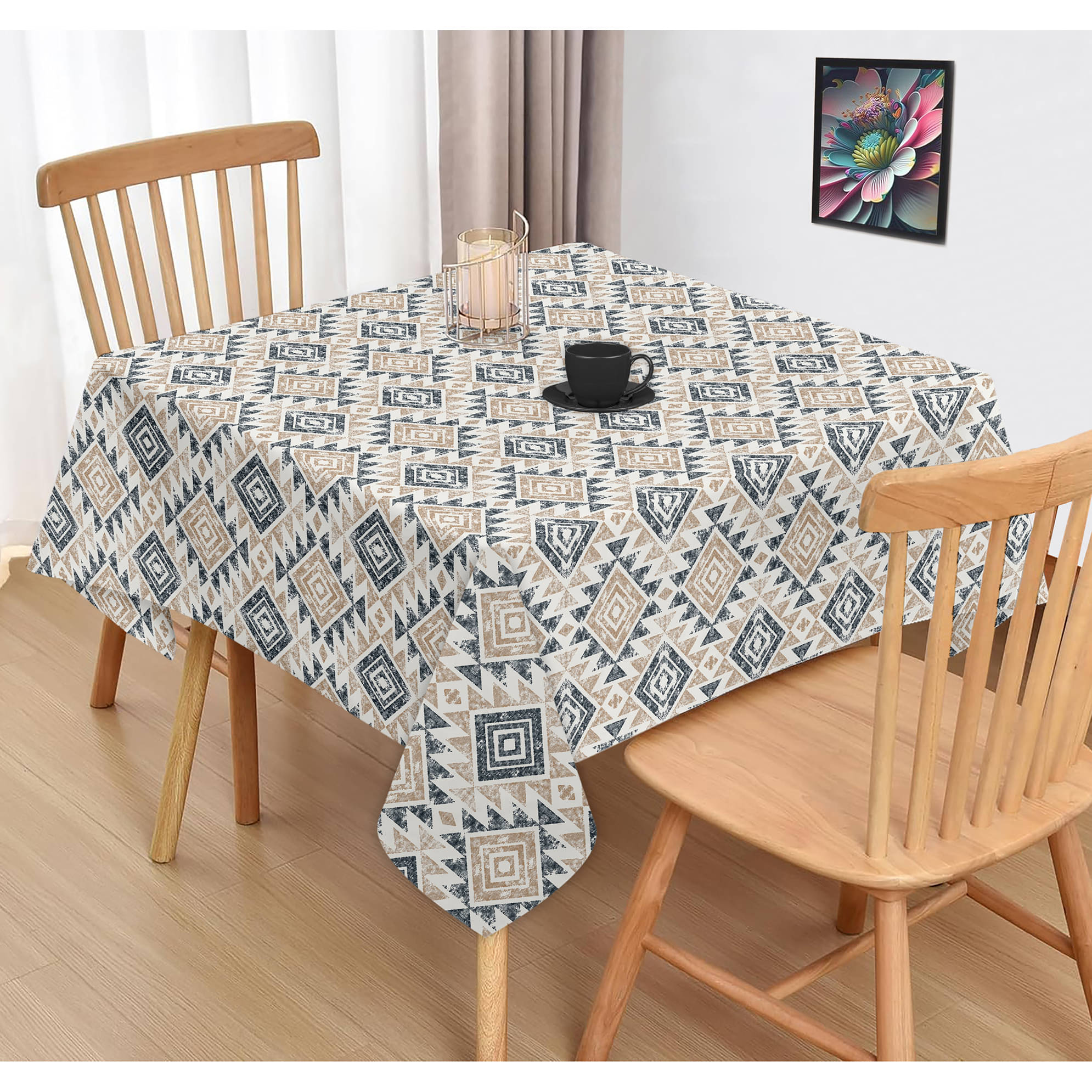     			Oasis Hometex Printed Cotton 2 Seater Square Table Cover ( 102 x 102 ) cm Pack of 1 Beige