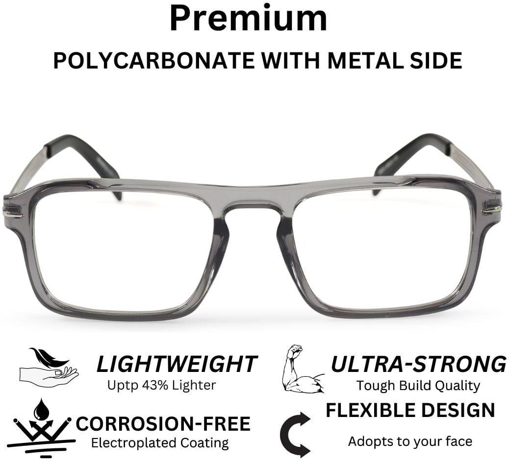 Redex Dark Grey Square Eyeglass Frame ( Pack of 1 ) Redex Dark Grey Square Eyeglass Frame ( Pack of 1 )