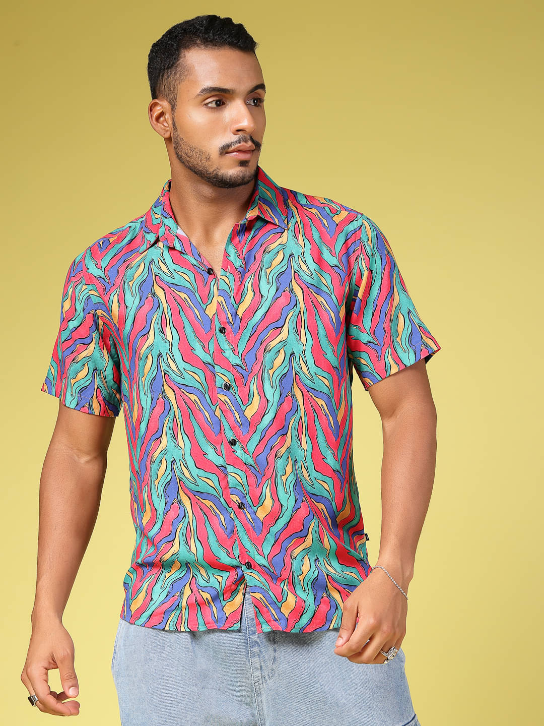    			Rigo Rayon Slim Fit Printed Half Sleeves Men's Casual Shirt - Multicolor ( Pack of 1 )