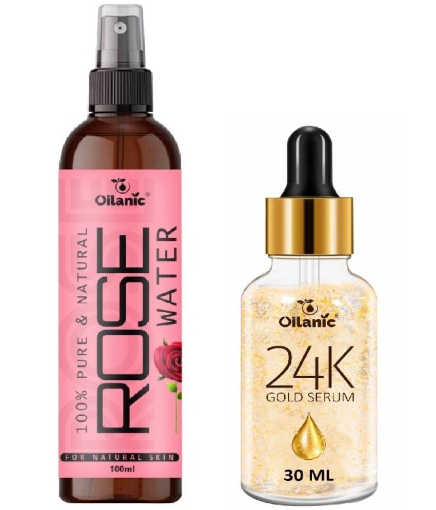 Rose Water for Refreshing, Hydrating Skin 100ml & 24K Gold Serum for Remove Dark Spots 30ml Combo of 2 Items Rose Water for Refreshing, Hydrating Skin 100ml & 24K Gold Serum for Remove Dark Spots 30ml Combo of 2 Items